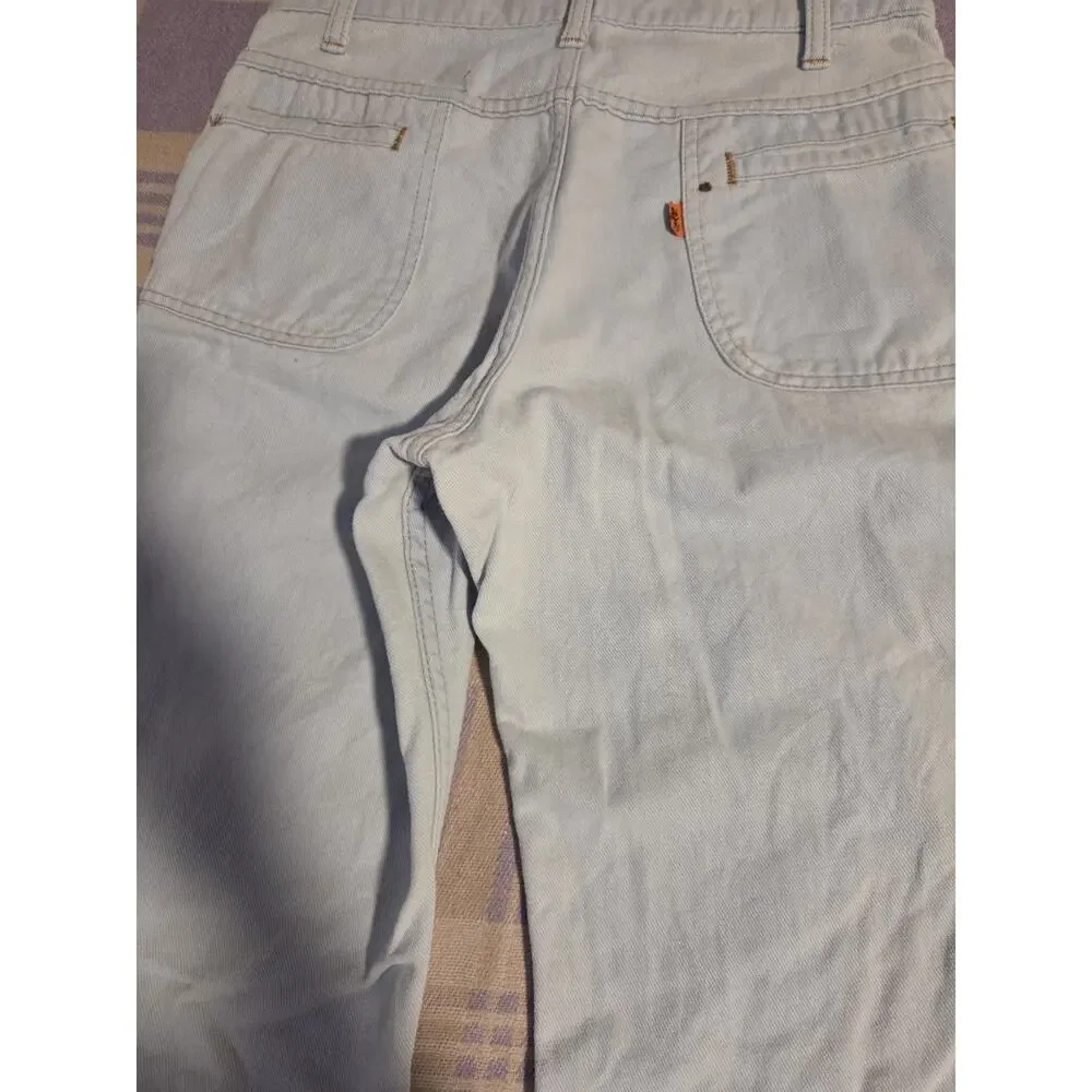 VTG 70s Orange Tab Levis Bell Bottoms Denim Blue Jeans 28 X 33 Light USA Flare